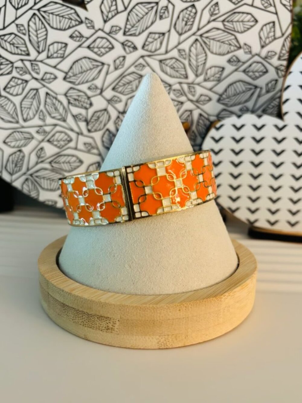 Orange Enamel Hinge Bracelet